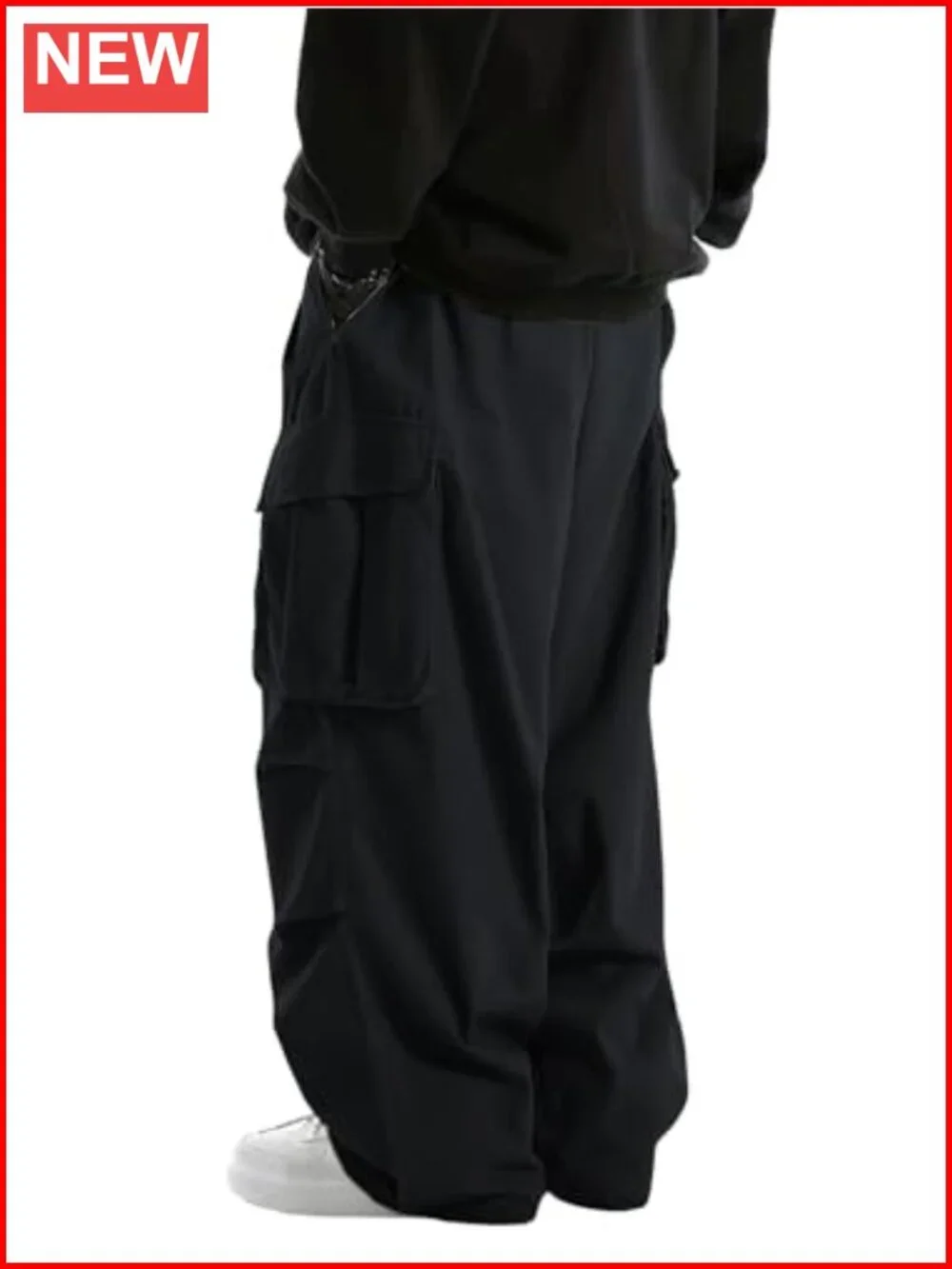 Baggy Cargo Pants Elastic Drawstring Parachute Joggers Hiking Pants with Pockets